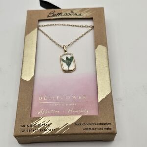 Bellissima 14K Gold Dipped Bellflower Multi Strand Pressed Flower Necklace